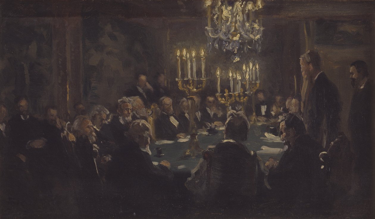 Kompozíciós vázlat a Tudományos Társaság „Találkozása a Tudományos Társaságban” számára alkotó: Peder Severin Krøyer