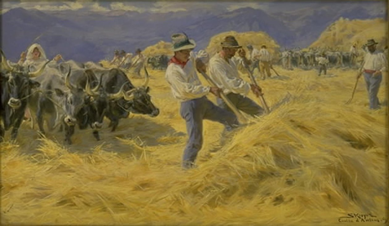 Cséplés az Abruzziban. Antino városa alkotó: Peder Severin Krøyer