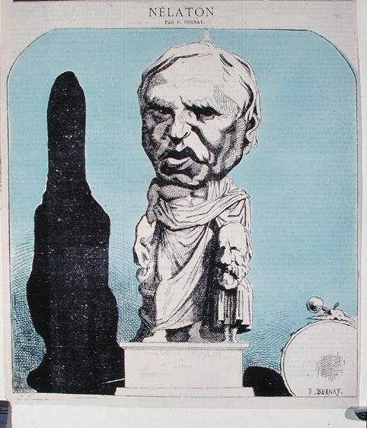 Auguste Nelaton (1807-73) karikatúrája 1870 körül (színes metszet) alkotó: P. Bernay