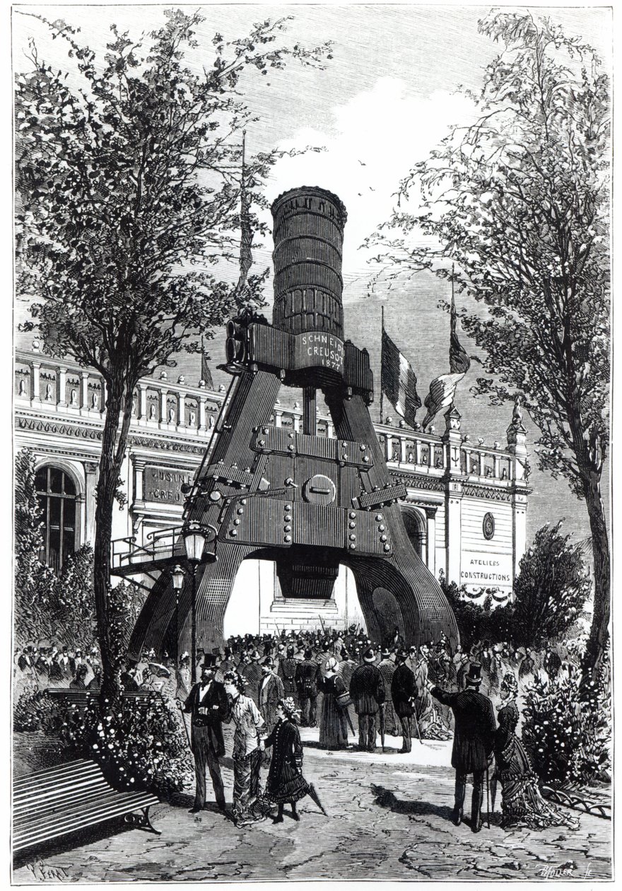 Egyetemes kiállítás Párizsban 1878-ban: a Le Creusot Power kalapács Champs-de-Marsban, 1878 alkotó: P. Ferat