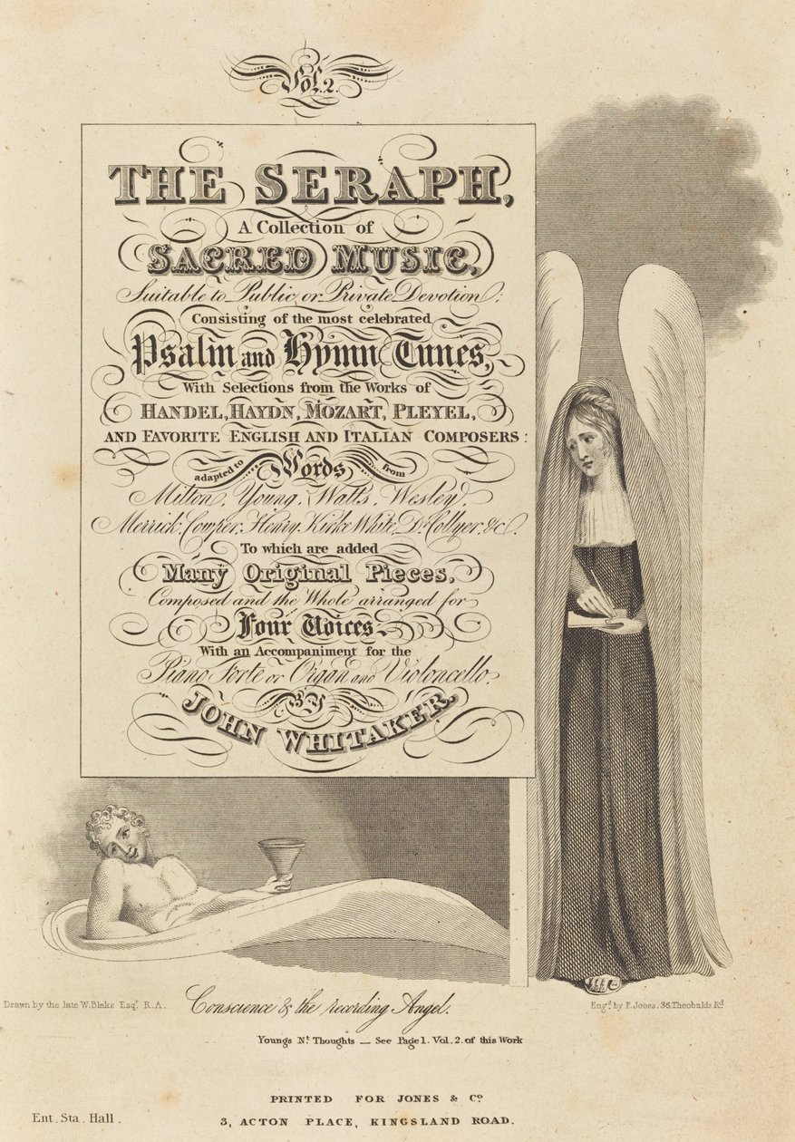 A lelkiismeret és a rögzítő angyal alkotó: P. Jones after William Blake