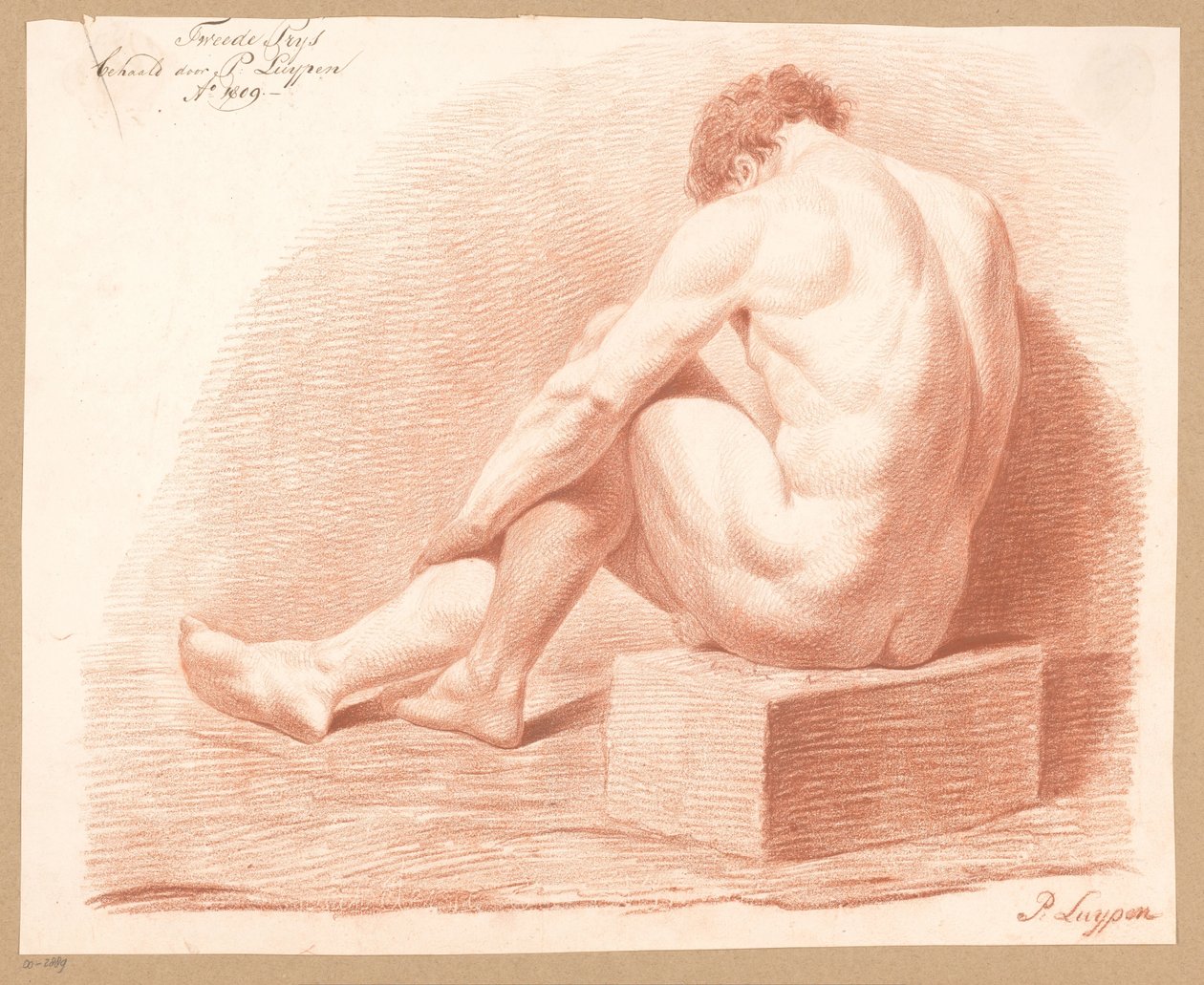 Ülő férfi akt, hátulról nézve (2. díj 1809) alkotó: P. Luypen