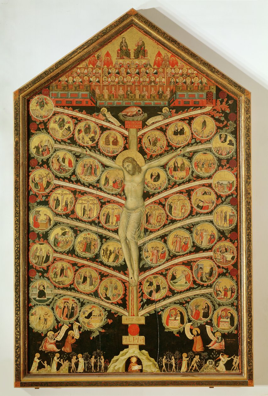 Az élet fája, 1310 körül (tempera a panelen) (a részletekért lásd: 62294) alkotó: Pacino di Buonaguida