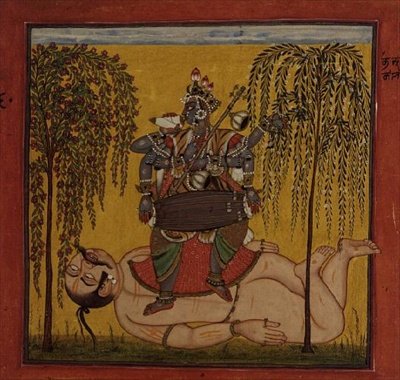 63.1147 Bhadrakali, tantrikus szövegből, Basohli, Himachal Pradesh alkotó: Pahari School