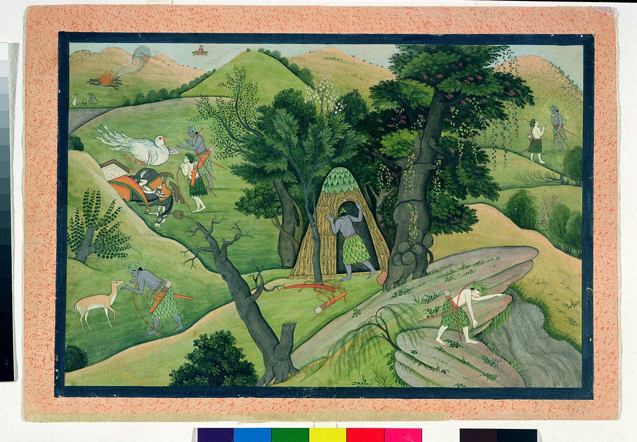 74.73 Rama és Lakshmana vándorol Sitát keresve, a Ramayana, Kangra, Himachal Pradesh, 1780 alkotó: Pahari School