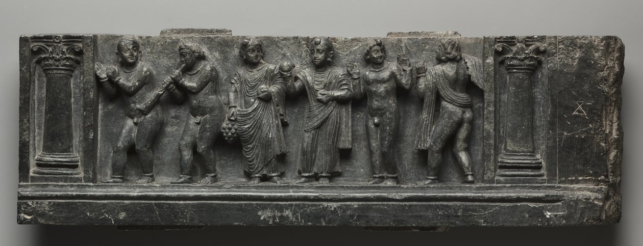 Babilóniai Relief, Pakisztán, Gandhara, Buner Area, Korai párnázási időszak (Ed 1-3to) (Schist) alkotó: Pakistani School