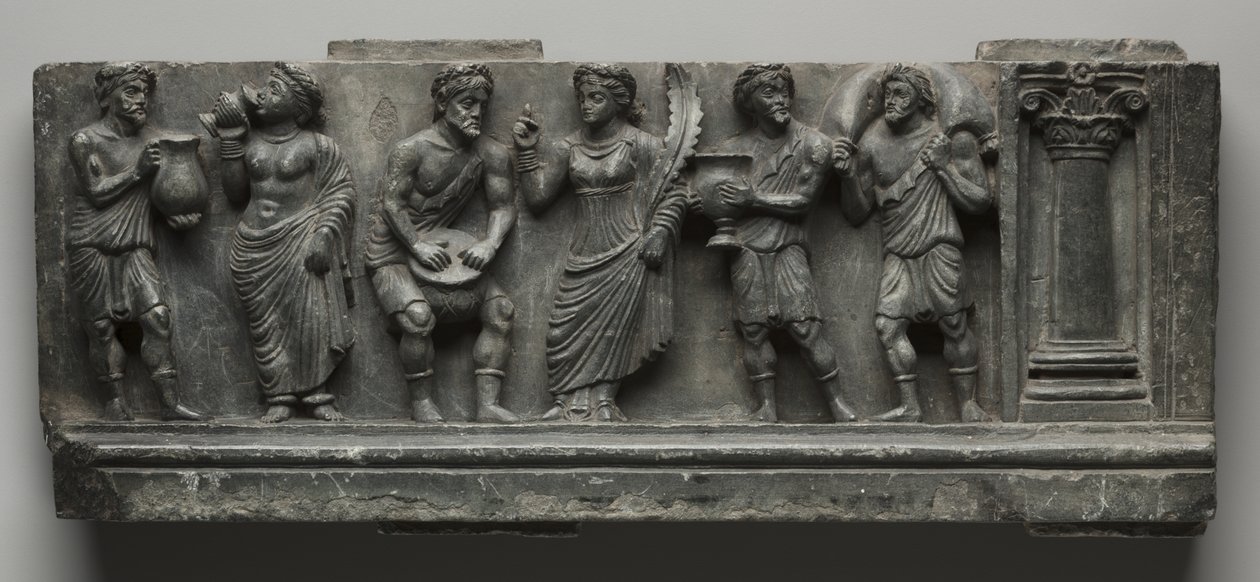 Babilóniai Relief, Pakisztán, Gandhara, Buner Area, Korai párnázási időszak (Ed 1-3to) (Schist) alkotó: Pakistani School