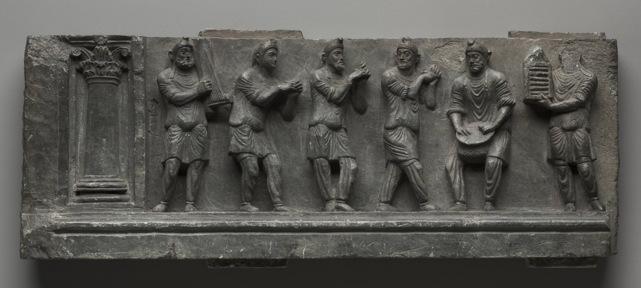 Babilóniai Relief, Pakisztán, Gandhara, Buner Area, Korai párnázási időszak (Ed 1-3to) (Schist) alkotó: Pakistani School