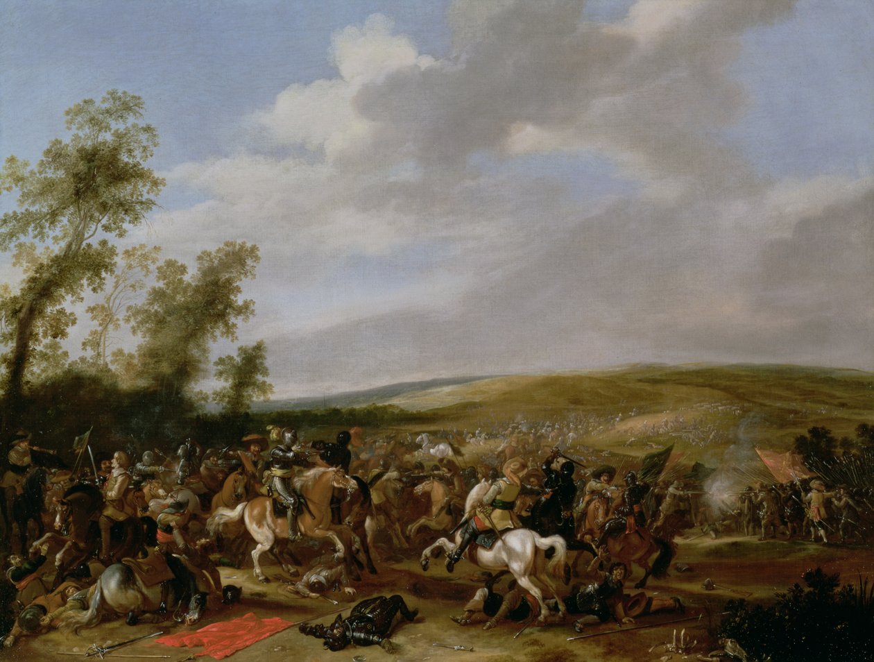 Lutseni csatajelenet Gustavus Adolphus svéd király között Wallenstein csapatai ellen, 1632 alkotó: Anthonie Palamedesz