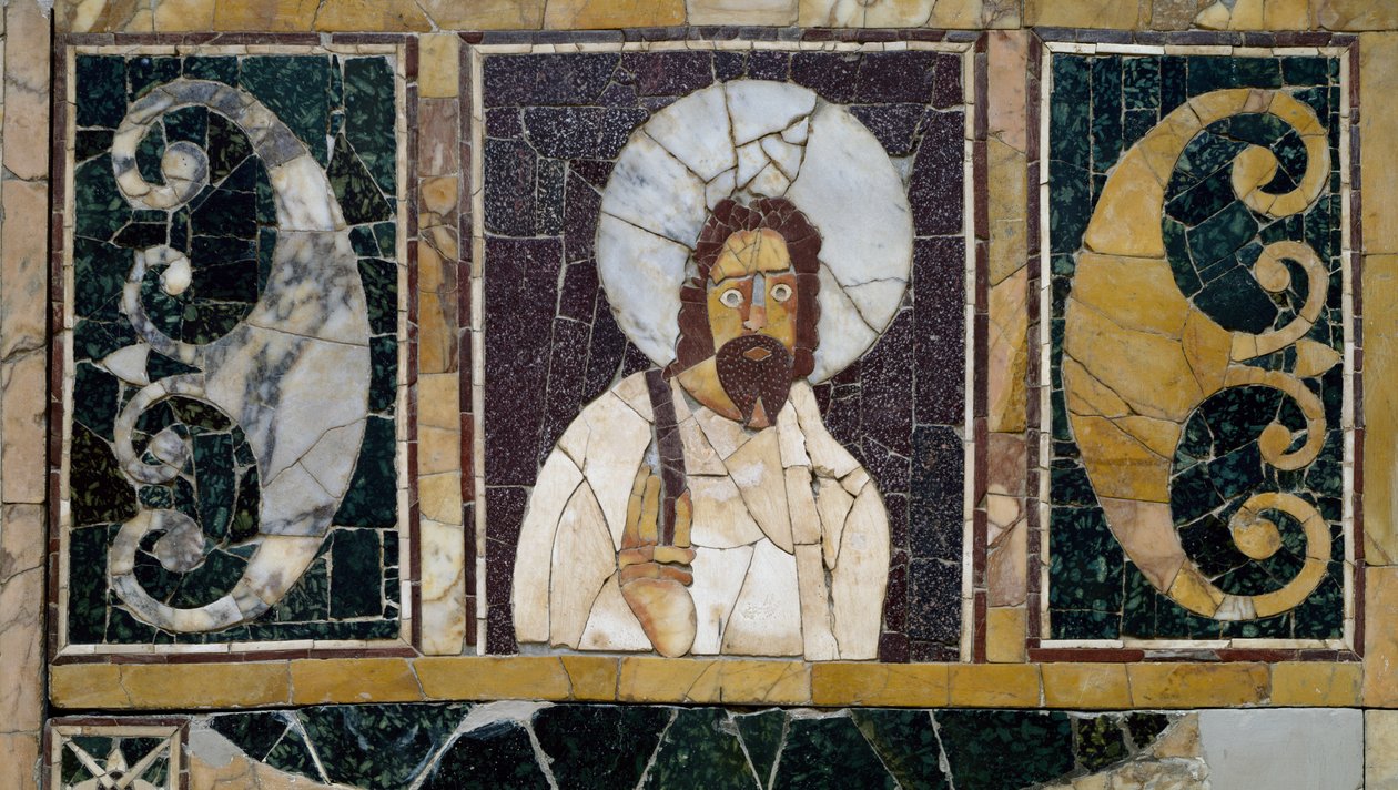 Krisztus arcát ábrázoló berakásos márvány, Rómából, Olaszországból, az ókeresztény időszakból származó műtárgy alkotó: Paleo Christian