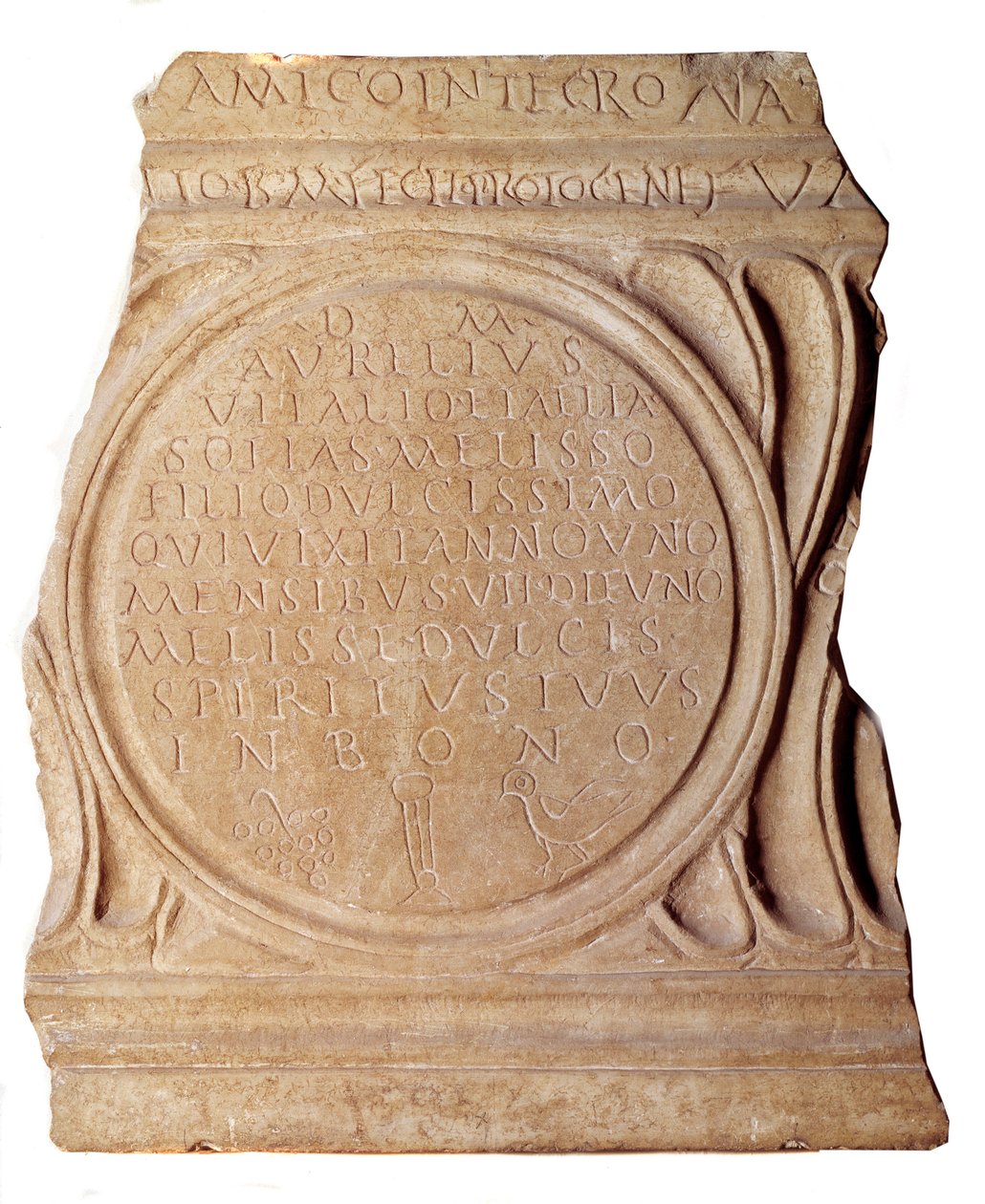 Paleochretian művészet: Melissus keresztény sírfelirata. Rómából, Párizsból, Louvre Múzeumból alkotó: Paleo Christian Paleo Christian