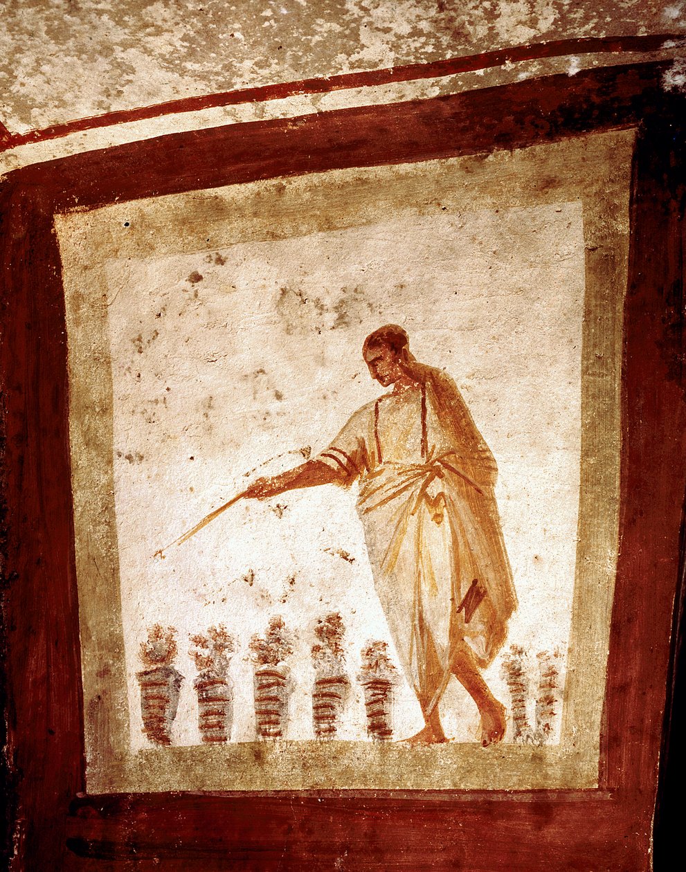 Paleochretian Art (az ókori Róma időszaka): A kenyér és a hal szaporítása. A római Via Anapo katakombájának freskója. 3. és 4. század. - Ókeresztény művészet. A kenyerek és halak szaporítása. Via Anapo katakombája, Róma, Olaszország alkotó: Paleo Christian