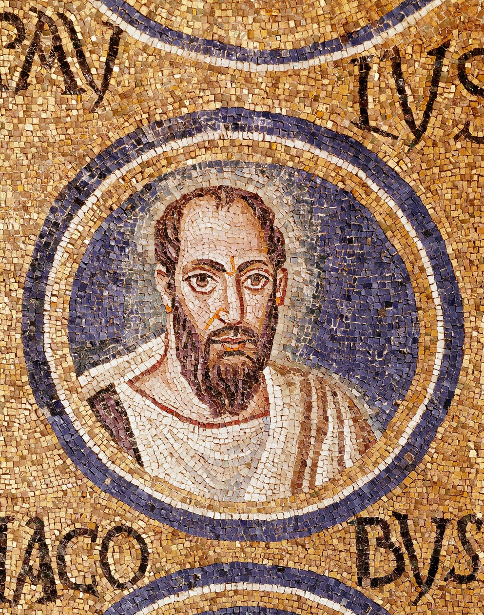 Paleokréta művészet: „” Szent Pál”” Ravenna 5. század végi mozaikja, cappella Arcivescovile (Archeveche kápolna) alkotó: Paleo Christian