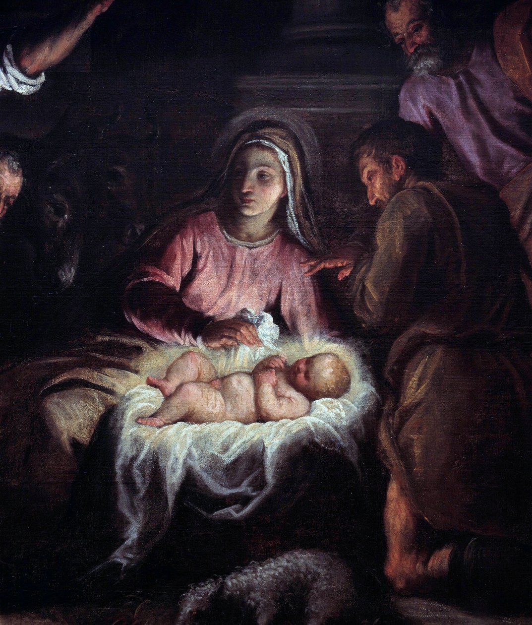 A Pásztorok imádása Palma Giovane (1544-1628) festményének részlete. 17. századi Geneve, Művészeti és Történeti Múzeum alkotó: Palma Il Giovane