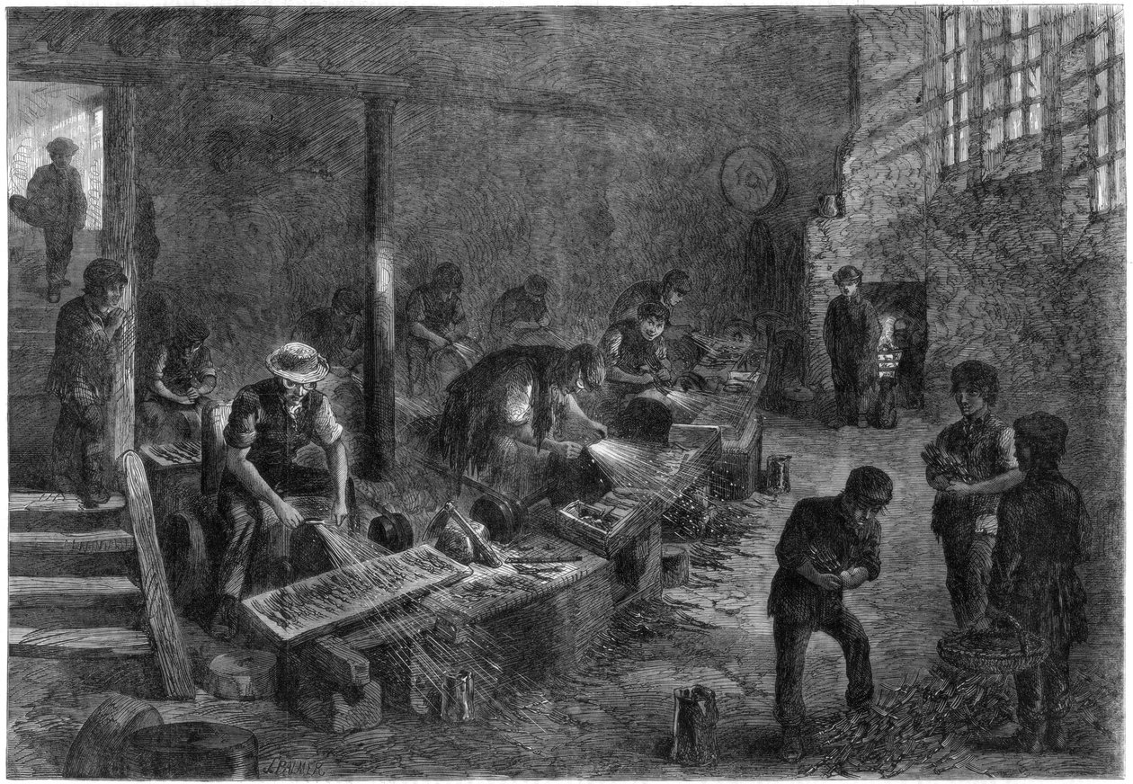 A villaköszörűk háza, sheffieldi acélgyárak, 1866. alkotó: Palmer