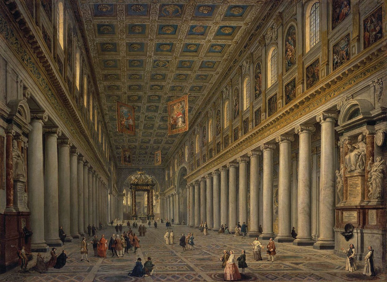 A római Santa Maria Maggiore belseje, 1750-es évek. alkotó: Pannini
