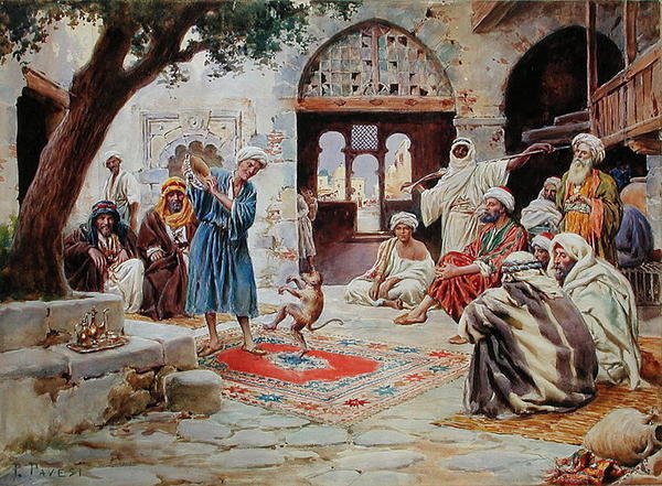 A fellépő majom (akvarell ceruzanyomokkal a papíron) alkotó: Paolino Pavesi