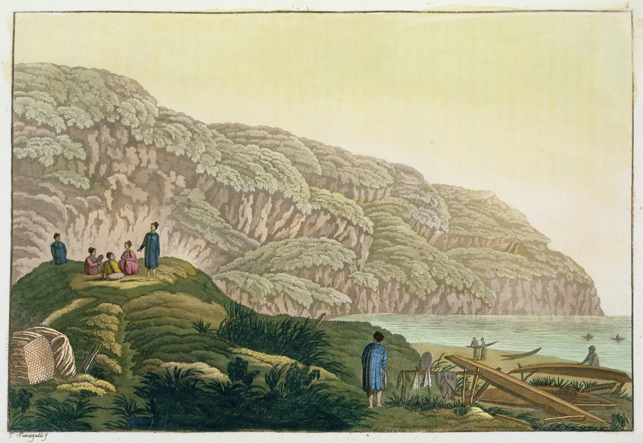 Cook kapitány (1728-79) Alaszkában utazása során (színes metszet) alkotó: Paolo Fumagalli
