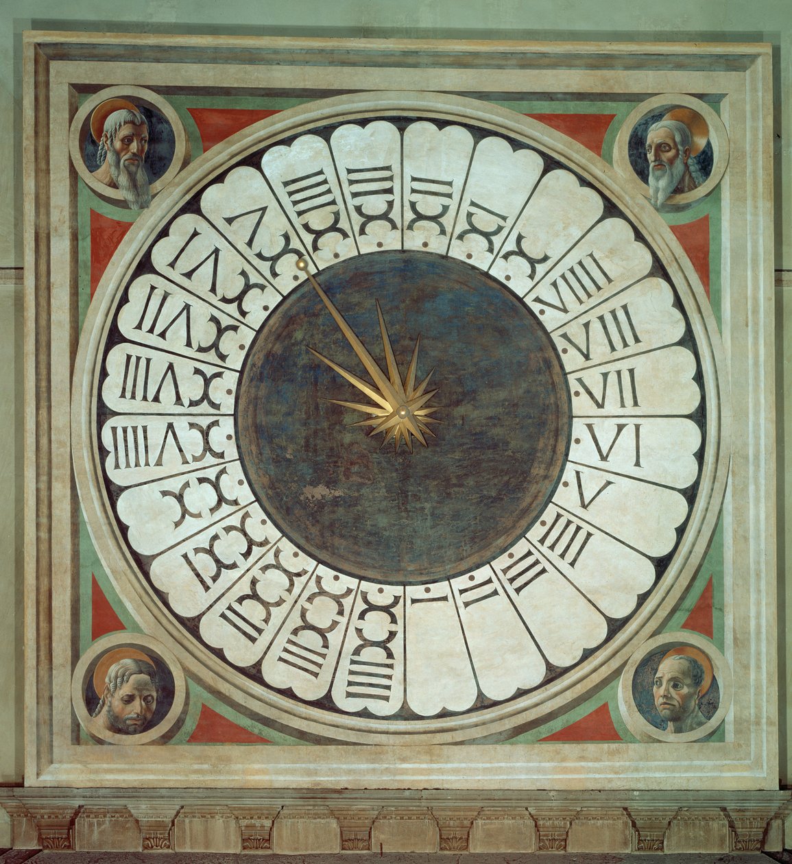 Kanonikus óra négy próféta fejével, 1443-ban készült el alkotó: Paolo Uccello