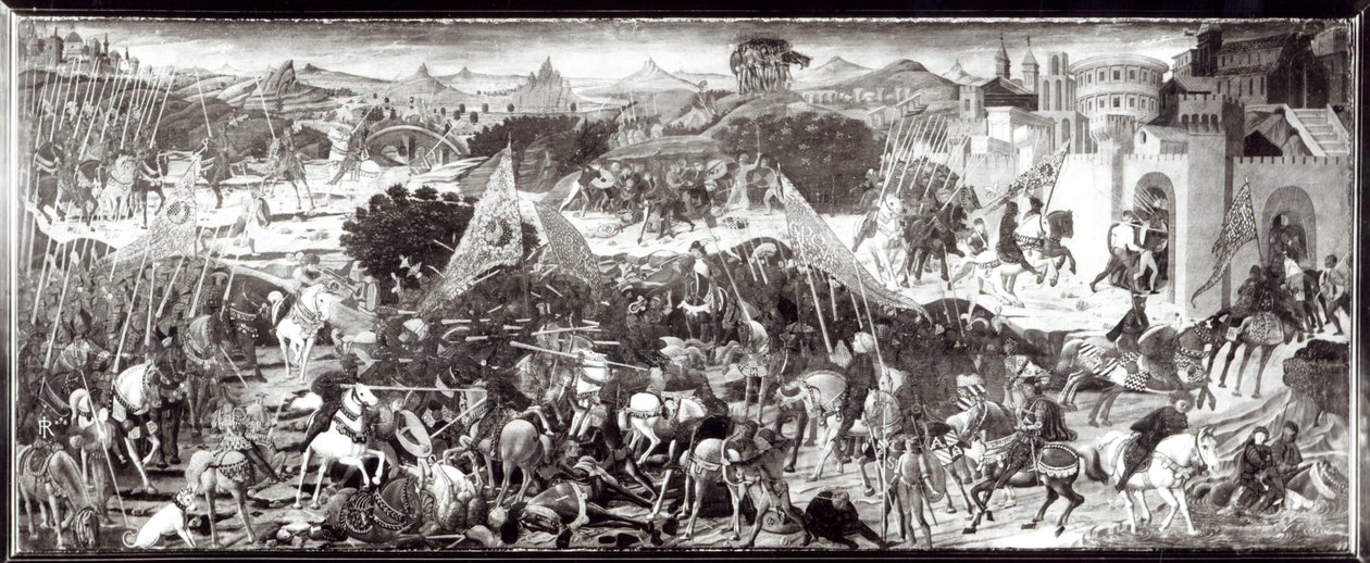 Rómaiak és gallok harca vagy A csata Róma kapui előtt (tempera a panelen) alkotó: Paolo Uccello