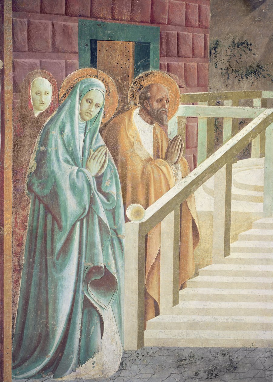 Szent Anna és Joachim Mária-bemutatón a templomban, 1433-34 (részlet) alkotó: Paolo Uccello