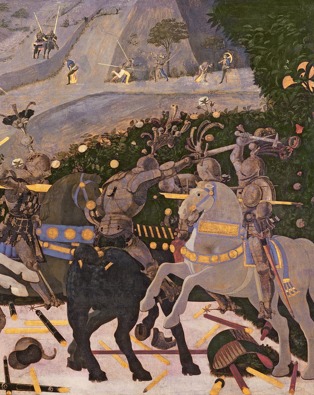A San Romano-i csata, 1450-60 körüli tempera a 30690-es panelrészleten alkotó: Paolo Uccello