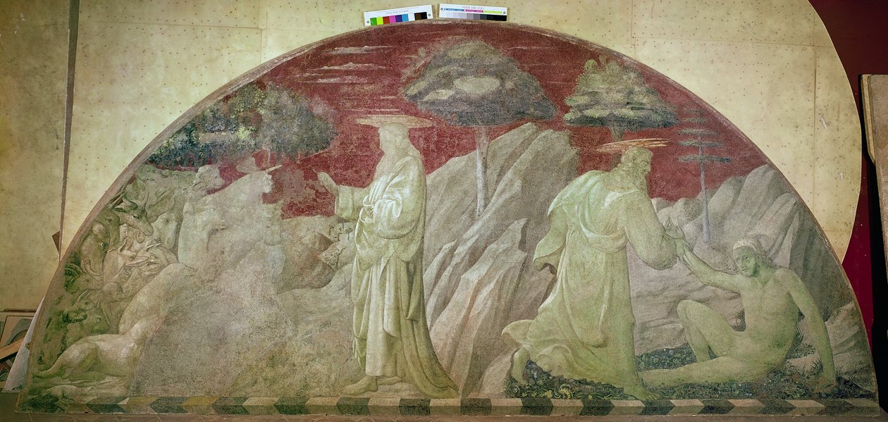 Az állatok és Ádám teremtése, 1430 (vászonra átvitt freskó) alkotó: Paolo Uccello