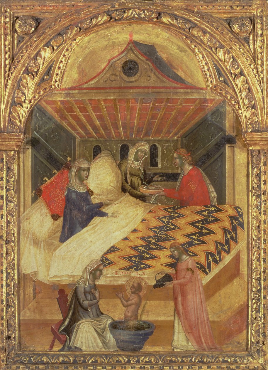 Szent Miklós születése, 1345 körül (tempera a panelen) alkotó: Paolo Veneziano