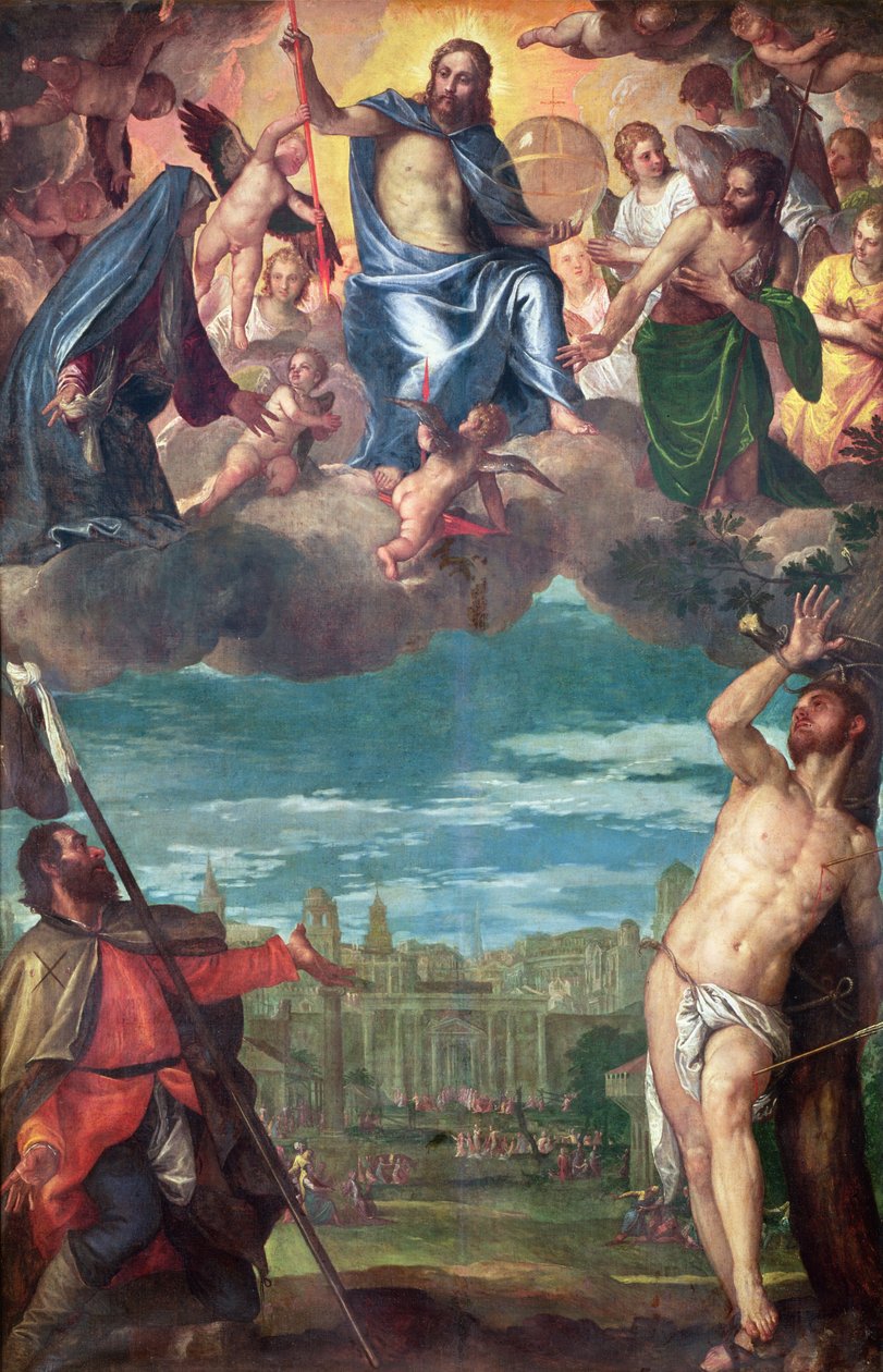 Krisztus letartóztatja a pestist a Szűzanya, Szent Rókó és Szent Sebestyén imáival alkotó: Paolo Veronese