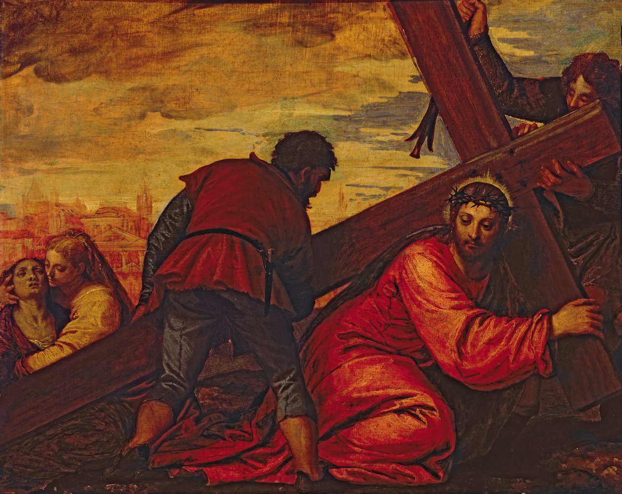 Krisztus elsüllyed a kereszt súlya alatt alkotó: Paolo Veronese