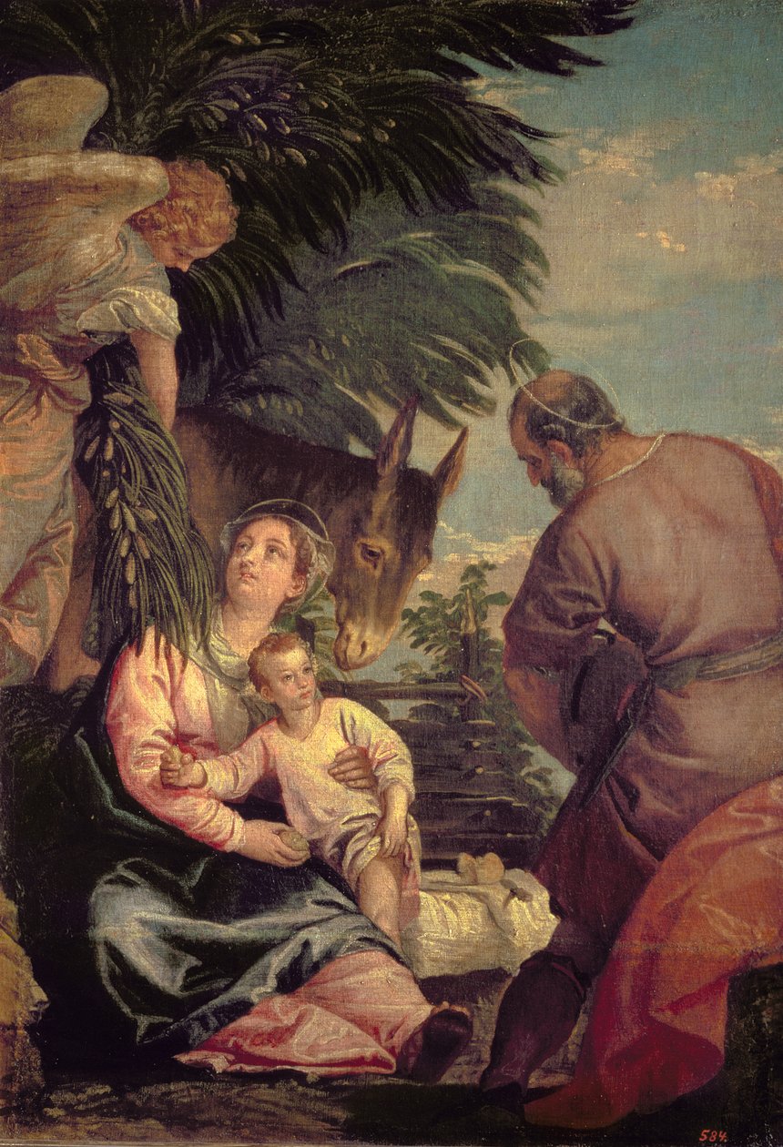 Pihenjen az egyiptomi repülésen alkotó: Paolo Veronese
