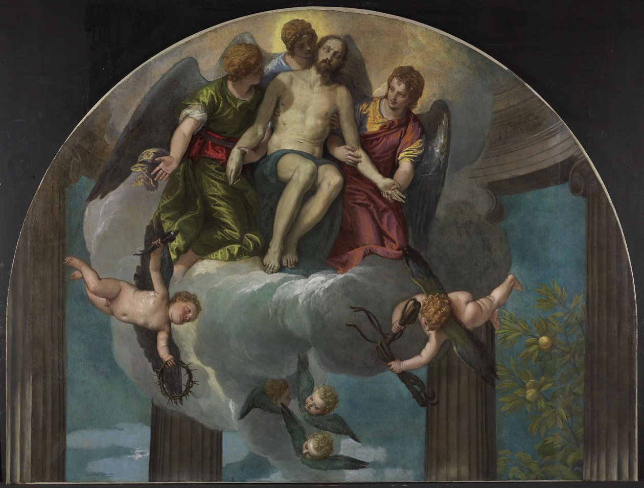 A halott Krisztus angyalokkal alkotó: Paolo Veronese
