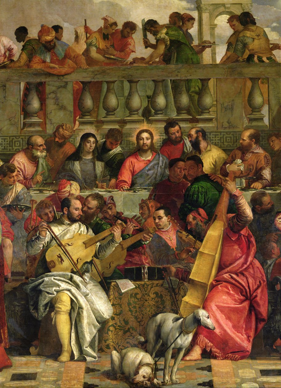 A kánai házasságkötés, részlet Krisztusról és a zenészekről, 1562 körül alkotó: Paolo Veronese