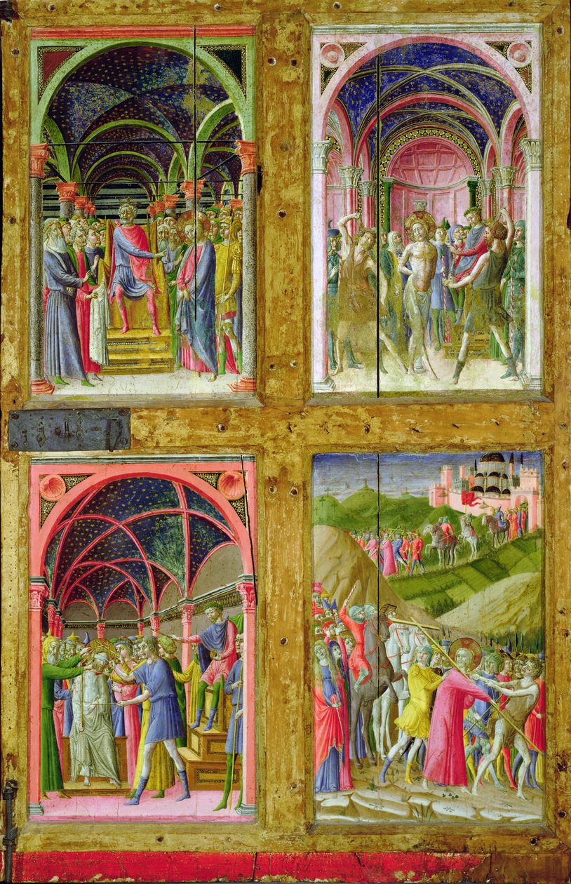 A Szűz és a Négy Szent születése (tempera és aranylevél a táblán) alkotó: Paolo di Giovanni Fei