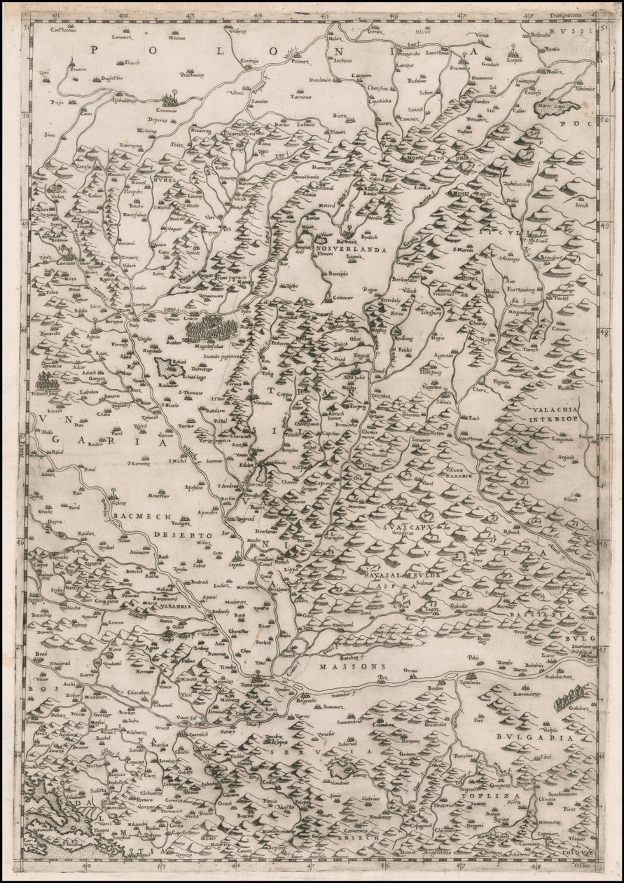 1513-as térkép Erdélyről, Paolo Forlani munkája. alkotó: Paolo Forlani