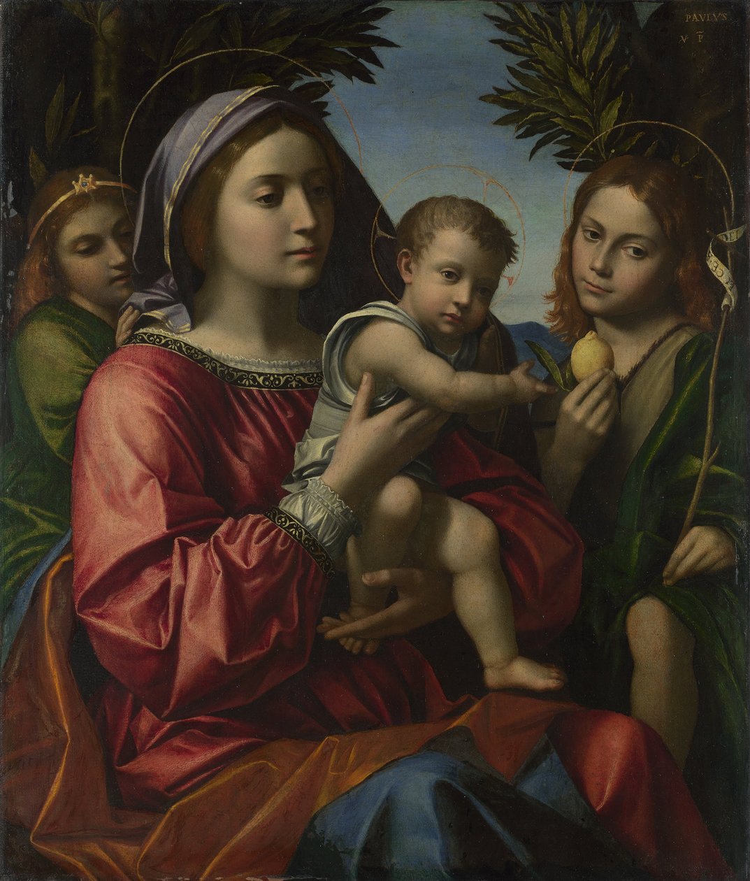 Szűz és gyermek a keresztelővel és egy angyallal, c. 1516 alkotó: Paolo Morando