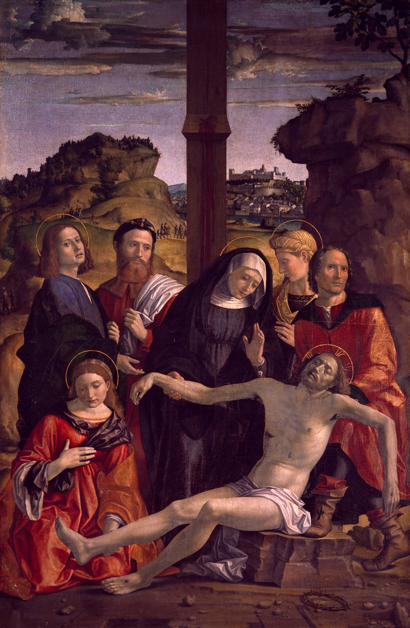 Krisztus lerakása, részlet Paolo Cavazzola (1486-1522) szenvedélypoliptichonjából alkotó: Paolo Morando Cavazzola