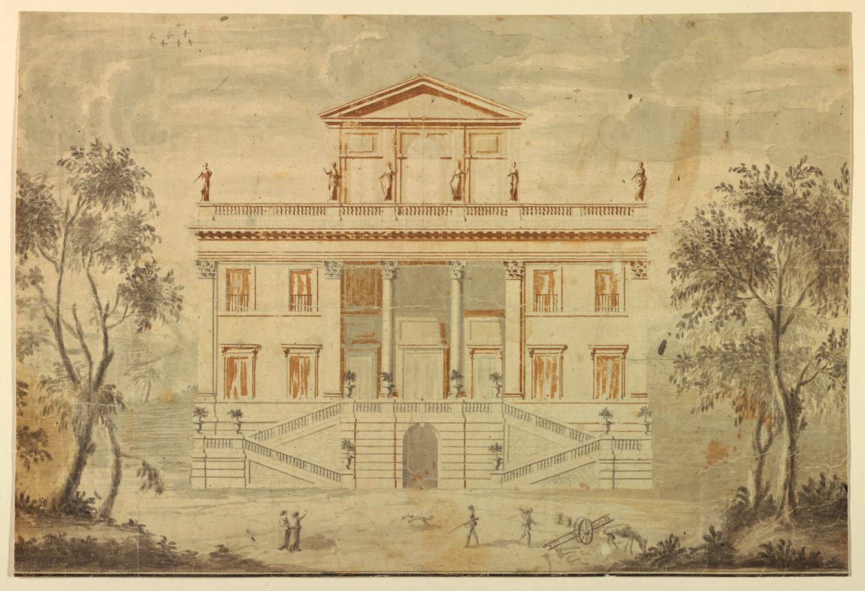 Rajz, Egy villa emeletrajza, 1750-70 alkotó: Paolo Posi