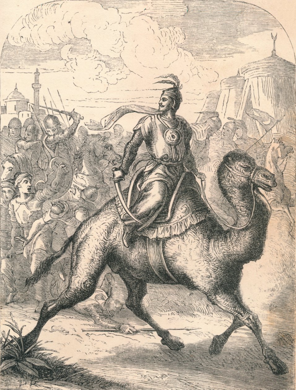 Saladin menekülés egy gyors dromedáron, 1869 alkotó: Paolo Priolo
