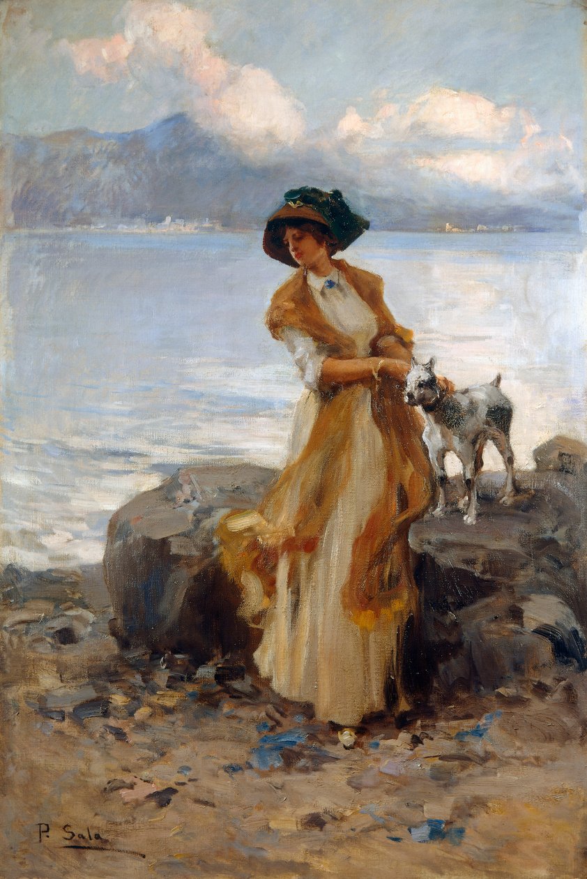 Harmónia a Mergozzo-tavon, Paolo Sala (1859-1924), olaj, vászon alkotó: Paolo Sala