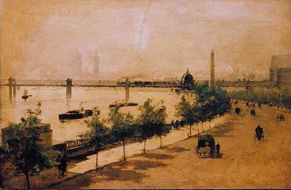 The Thames Embankment (olaj a panelen) alkotó: Paolo Sala