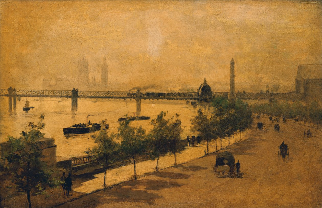 The Thames Embankment, London (olaj, panel) alkotó: Paolo Sala