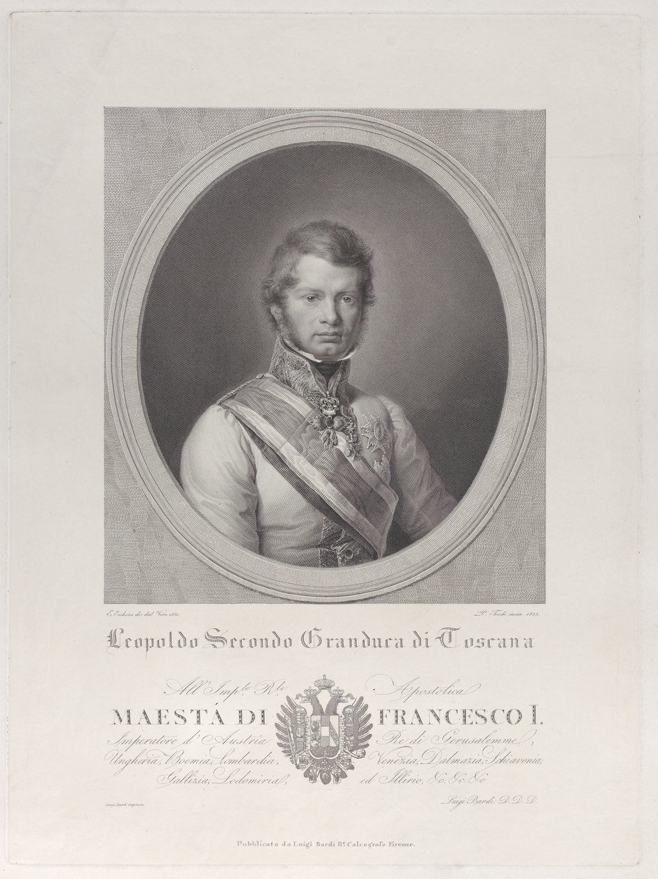 II. Lipót, Toszkána nagyhercegének ovális portréja, 1833., 1833. alkotó: Paolo Toschi