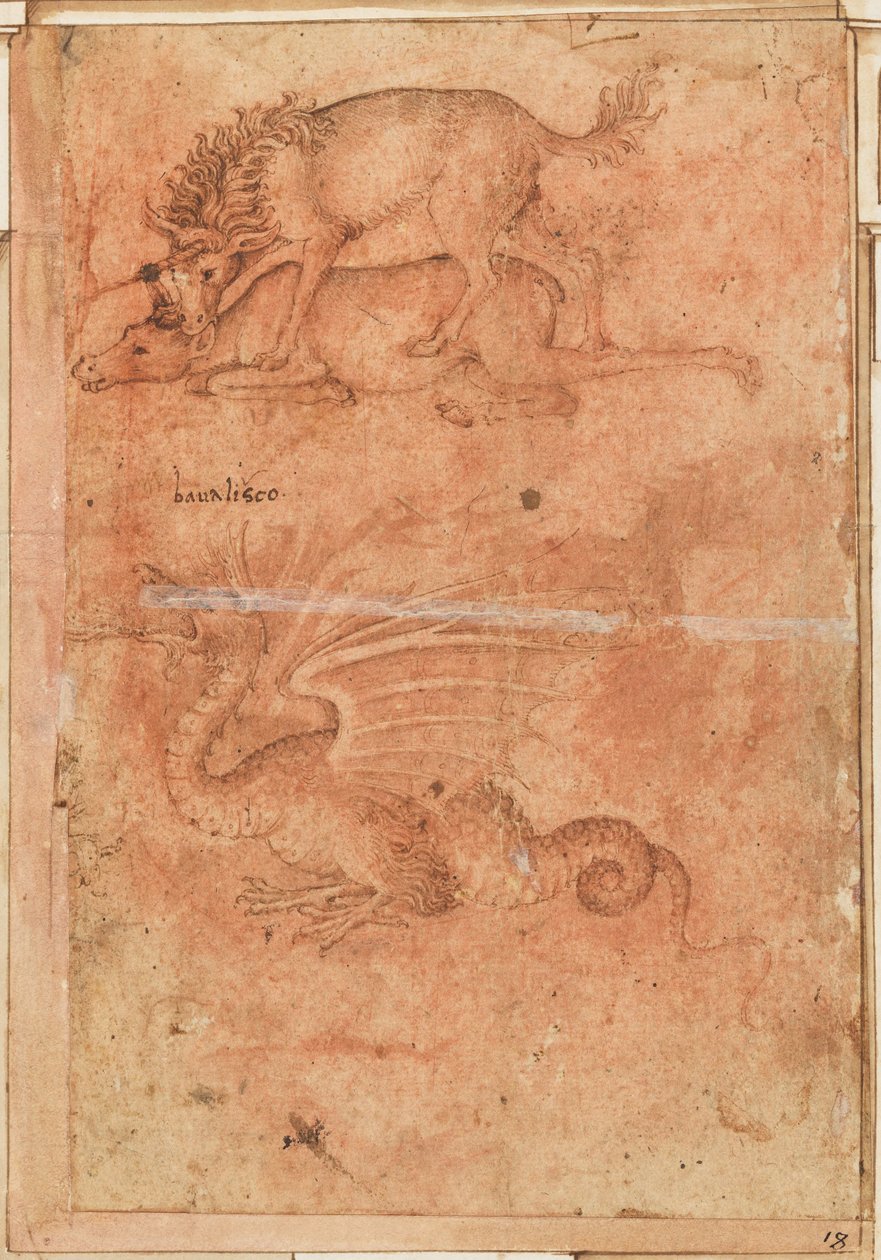 Ein Einhorn tötet eine Hirschkuh und einen Drachen alkotó: Paolo Uccello