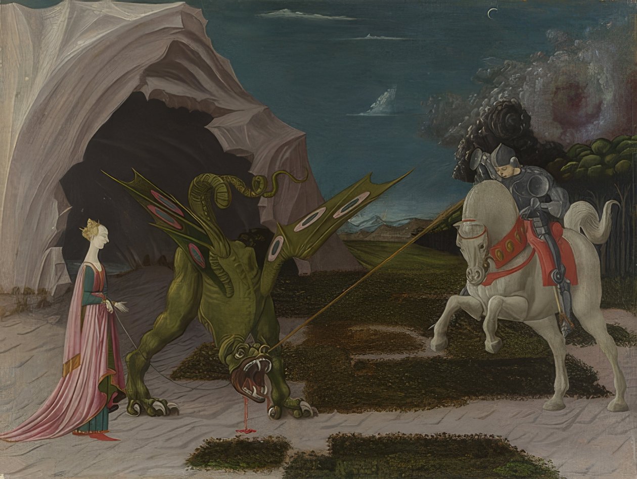 Szent György és a sárkány. 1470 körül alkotó: Paolo Uccello