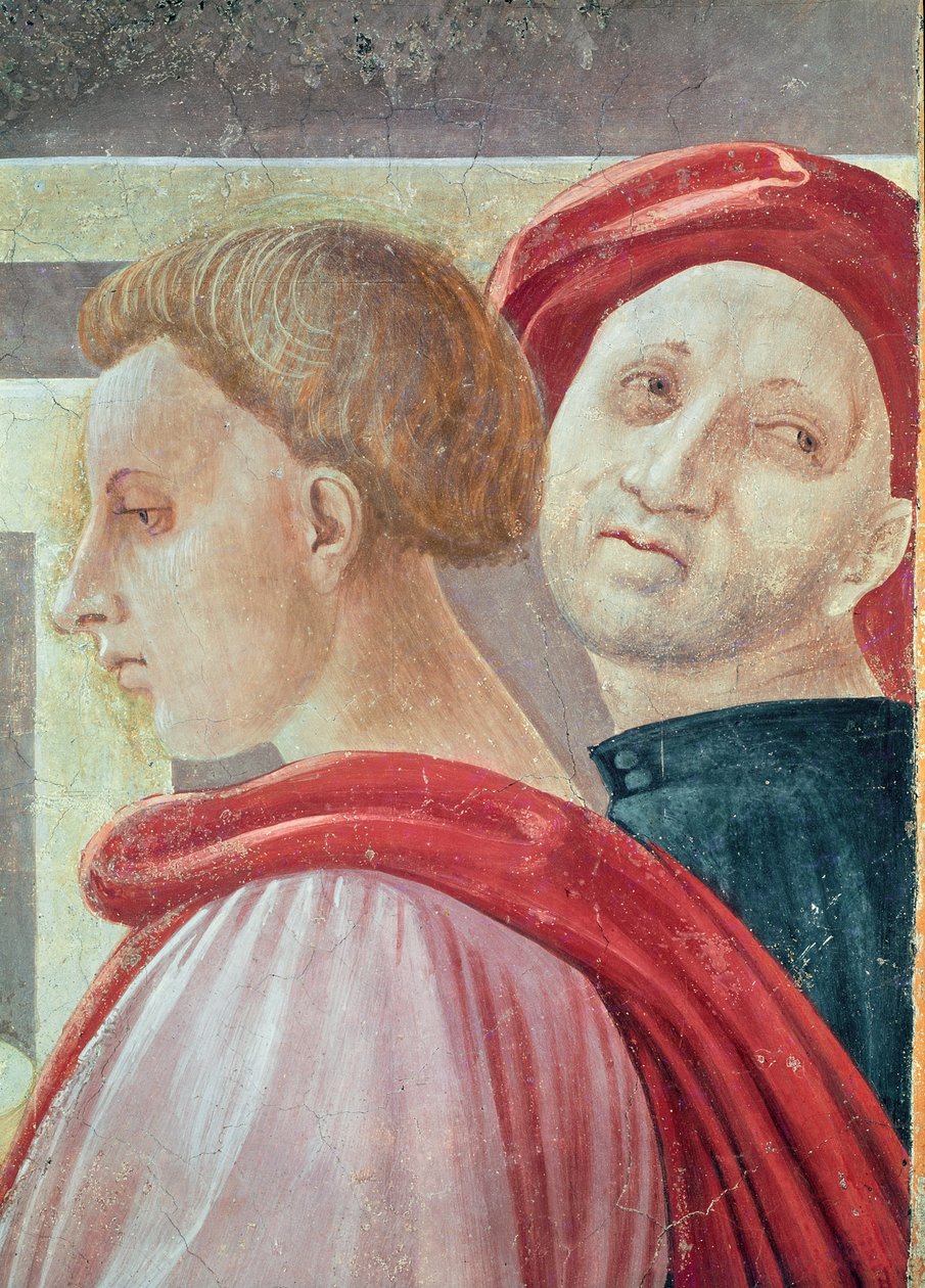 Két férfi feje, Mária bemutatása a templomban, 1433-34 (részlet) alkotó: Paolo Uccello