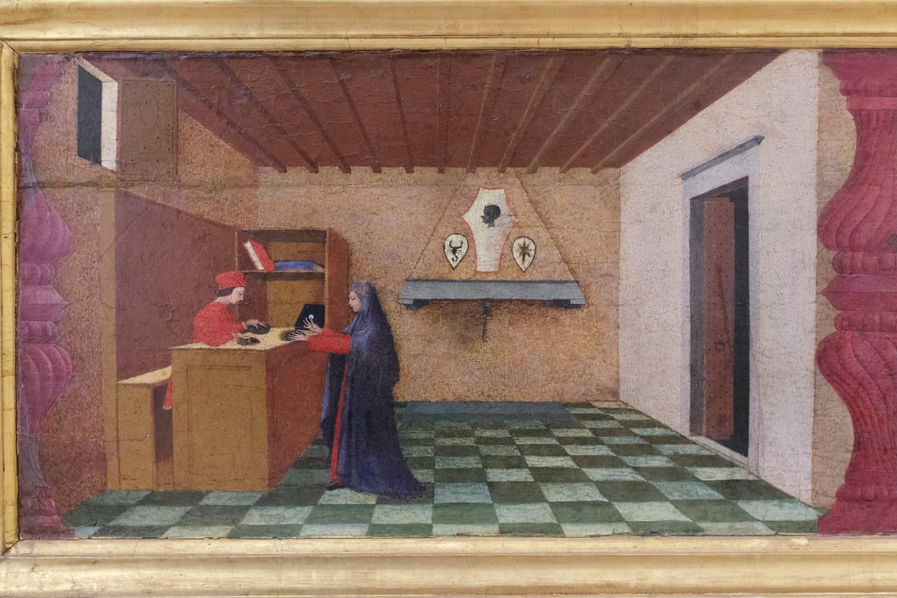 Predella a gazdatest meggyalázásáról, részlet alkotó: Paolo Uccello