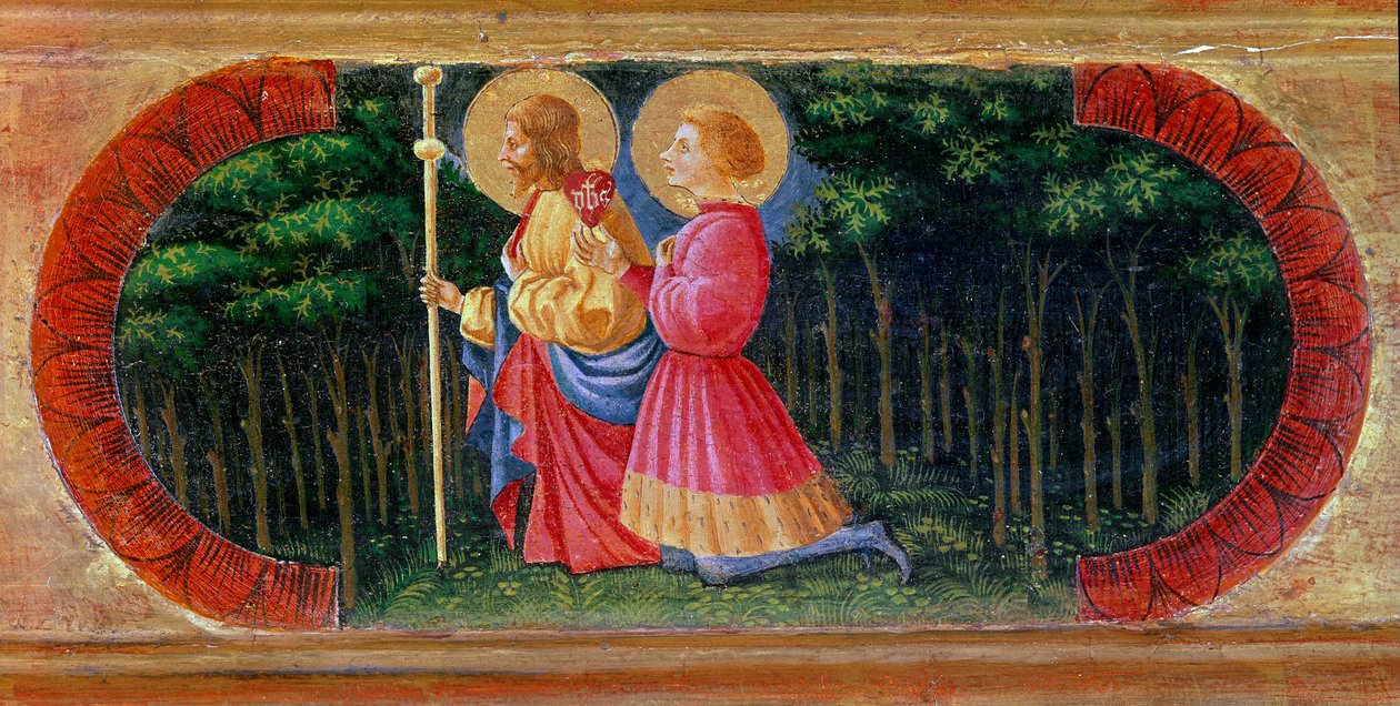 Szent Jakab és Ansano imádkoznak. Paolo di Dono dit Paolo Uccello festménye (1397-1475) alkotó: Paolo Uccello