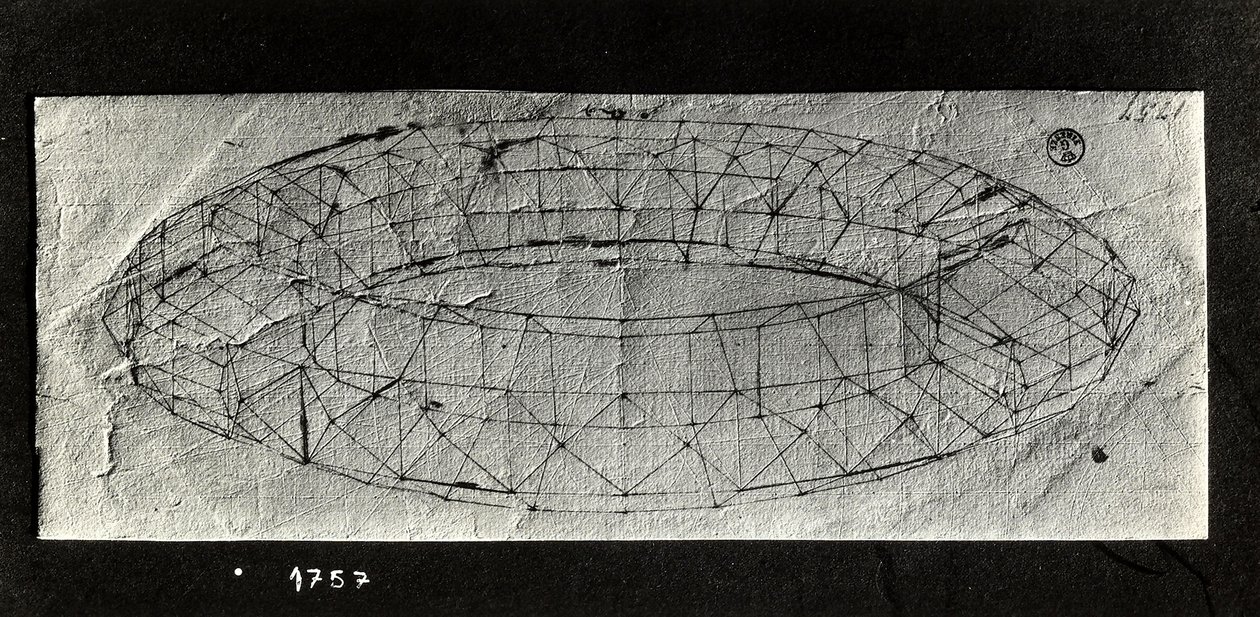 "Mazzocchio" (párnázott, hengerelt motorháztető) tanulmány (toll és tinta papíron) alkotó: Paolo Uccello