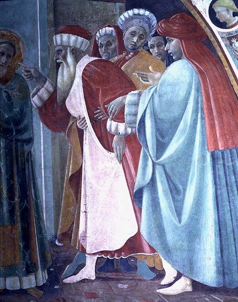 Szent István vitája, A Szent prédikáció részlete, a Cappella dell"Assunta alkotó: Paolo Uccello